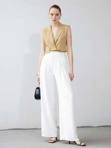 Aveloria Modichic Summer Cool Style Sleeveless Cropped Vest Jacket  - Camel - View 2