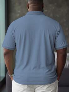 Manfinity Homme Camisa polo de manga corta de unicolor casual de verano para hombres talla grande - Neblina azul - Ver 2