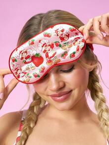 Strawberry Shortcake X SHEIN 1 chiếc bịt mắt có khớp nối, chất liệu satin, che sáng nhẹ nhàng, thích hợp để đeo trong ô tô, máy bay và khi ngủ, màu hồng, phù hợp với nhiều kích cỡ đầu khác nhau. - Hồng - Xem 4