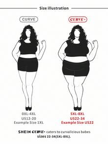 SHEIN CURVE+ 大码女式夏季休闲日常通勤时尚街头抽绳纸袋腰侧口袋宽松牛仔短裤 - 黑色 - 查看 4