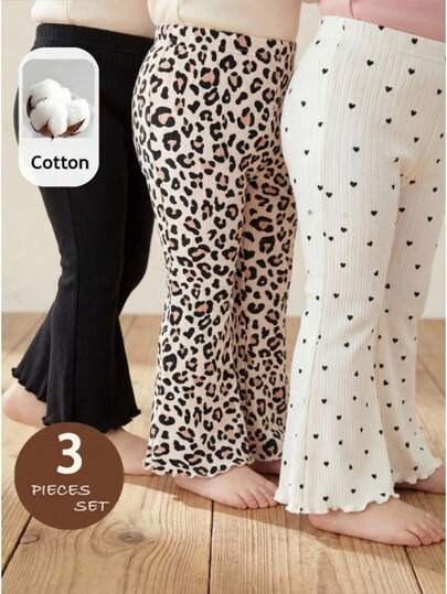 LMoss Kids Young Girl Leopard Print Flare Casual Pants
