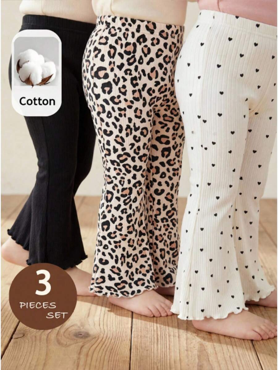 LMoss Kids Quần ống loe họa tiết da báo cho bé gái - Nhiều màu - Xem 1