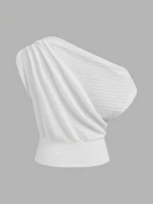 Siren Gaze Casual Minimalist Solid White Blouse, Suitable For Summer - White - View 2
