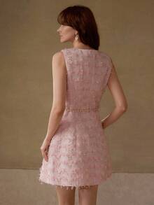 MOTF PREMIUM VESTIDO ABOTONADO DE TWEED - Rosa - Ver 3