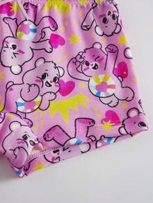 SHEIN X Care Bears 4pcs Young Girl Lingerie Set, Pink & Green Camisole And Shorts, Cute Bear Collaboration Series - Multicolor - View 17