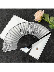 1pc Retro Style Black Fabric Double-Sided Folding Fan With Chinese Dragon Ink Painting Design Summer Cooling, Beach, Travel, Spring Summer Picks, Brides Maid Gifts, Room, Bedroom Decor, Bedroom Decor, Beach, Travel, For Men, For Women, Vacation,Cute Stuff,Mother's Day Gift,Bedroom Decor,Garden,Kitchen Decor,Summer,Beach,Travel Essentials,Room Decor,Squishy,Graduation - multicolor - View 1