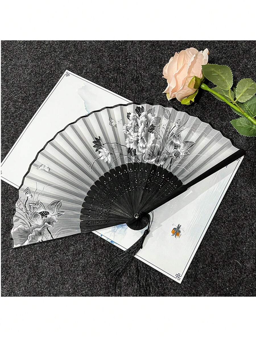 1pc Retro Style Black Fabric Double-Sided Folding Fan With Chinese Dragon Ink Painting Design Summer Cooling, Beach, Travel, Spring Summer Picks, Brides Maid Gifts, Room, Bedroom Decor, Bedroom Decor, Beach, Travel, For Men, For Women, Vacation,Cute Stuff,Mother's Day Gift,Bedroom Decor,Garden,Kitchen Decor,Summer,Beach,Travel Essentials,Room Decor,Squishy,Graduation - multicolor - View 1