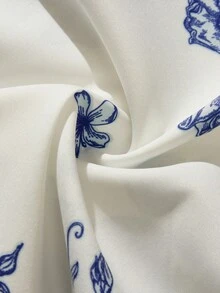 SHEIN Đầm chữ A cổ vuông, tay loe và viền bèo nhún cho bé gái tuổi teen, thích hợp cho kỳ nghỉ hè. - Xanh và trắng - Xem 7