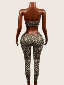 Mistrie Bộ jumpsuit nữ chấm bi không dây, khoét eo, gợi cảm. - Nhiều màu - Xem 2