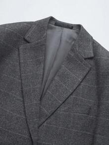 Manfinity Mode Bộ vest nam dài tay cài cúc phía trước, họa tiết kẻ sọc, gồm áo khoác và quần tây. - Màu Xám nhạt - Xem 3