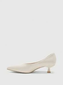 CUCCOO BIZCHIC Women's Pointed Toe Low Heel Classic Simple Basic Commute Work Party Pumps - Beige - View 7