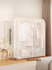 Clothes Storage Dust Cover Clear Garment Rack Cover With Zippers Cover Clothes Rack Cover Big Cover Donkey Cover, Transparent Plastic For Clothes Rack - Translucent - View 2