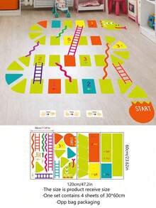 Colorful Removable Hopscotch Snake Hand Footprint Floor Stickers Decals For Room Ground Decor Creative Playroom Game Home Activity Decoration - Multicolor - View 2