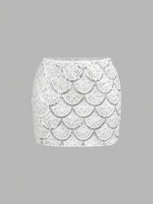 Opulessa Women's Vacation Beach Sequin Mini Skirt - White - View 3