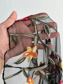 Elenzga Bộ jumpsuit nữ cỡ lớn kiểu Pháp thanh lịch mới, tay dài, thêu, phối lưới, thiết kế thắt eo, cúc kim loại, bộ sưu tập xuân/hè hoàn toàn mới, jumpsuit ống rộng duyên dáng lãng mạn, phù hợp cho hẹn hò, công sở, thường ngày và đi làm. - màu đen - Xem 7