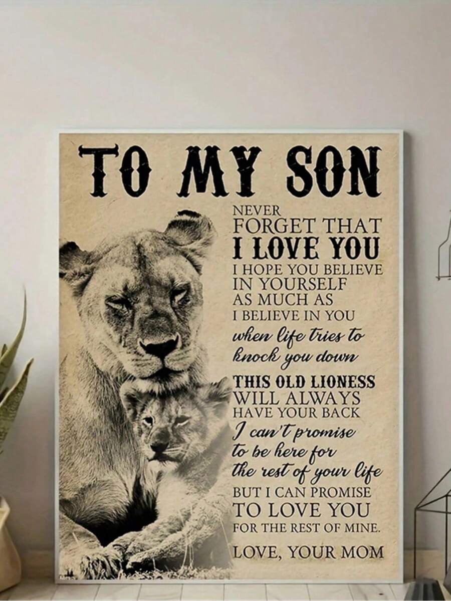 1Pc Tranh Canvas Trích Dẫn Truyền Cảm Hứng Không Khung Cho Con Trai Tôi - Đừng Bao Giờ Quên Rằng Tôi Yêu Bạn Poster Gia Đình Sư Tử Tranh Treo Tường Quà Tặng Sinh Nhật Tốt Nghiệp Trang Trí Nhà Không Khung - Nhiều màu - Xem 1