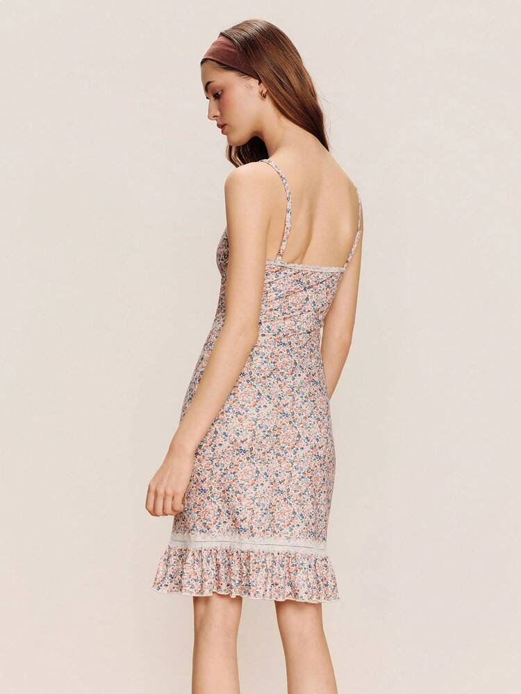 Robe mini sans manches avec imprimé floral, détails de trou de serrure et de dentelle, mignonne pour le printemps/été pour sortir