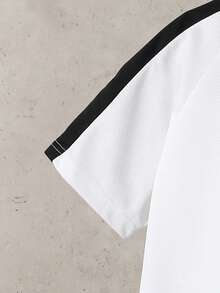 Vacaura 2 pièces/Set T-shirt à imprimé œil d'oiseau noir et pantalon noir pour pré-adolescents, tissu doux et confortable, convient pour le printemps/automne, l'école, les sports extérieurs, la photographie, les sorties, diverses occasions - Noir et Blanc - Voir 4