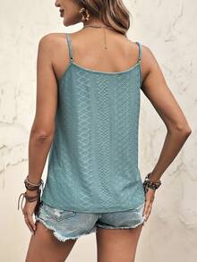Faunlyn Contrast Guipure Lace Cami Top - Cadet Blue - View 2