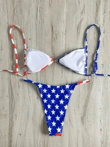Swim Vcay Bộ bikini 2 mảnh kiểu dáng thanh lịch, thích hợp cho kỳ nghỉ hè, đi biển, tiệc tùng, mang họa tiết cờ Mỹ, kiểu dáng mới cho nữ, bikini Mỹ, đồ bơi Puerto Rico, đồ bơi kiểu Mỹ, bộ bikini cờ Mỹ. - Nhiều màu - Xem 4