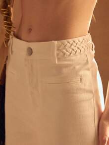 MOTF STUDIO WOMEN'S DENIM STRAIGHT LEG WOVEN WAIST JEANS - White - View 2