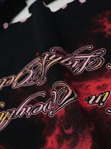 ROMWE MEN Street Life Kaos Lengan Pendek Pria Gaya Jalanan dengan Gambar Yesus - Hitam - View 4