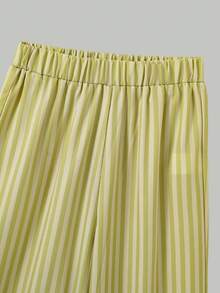 Girls' Casual Cute Plaid Cherry Print T-Shirt And Pants Set - Yellow - View 4