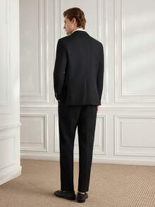 Officeau Men's 2pcs Black Suits, Blazer&Pants, For Formal Business/ Office - Black - View 2