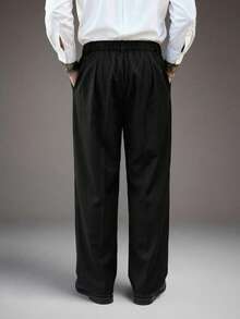 STYNVO Men's Casual Solid Color Button Pocket Suit Pants Formal Pant Black Work Pants Black Work Trousers Men Formal Pants For Ceremony - Black - View 2