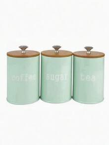 3pcs/Set Storage Tanks Dust-Proof Bamboo Cover Utensils Multifunction Box Tea Coffee Sugar Box Case Househould Can Bottle Mason Candle Jars With Lid Pink Tea Accessories Coffee Accessories Kitchen Stuff,Kitchen,Christmas Gift - one size fits all - View 9