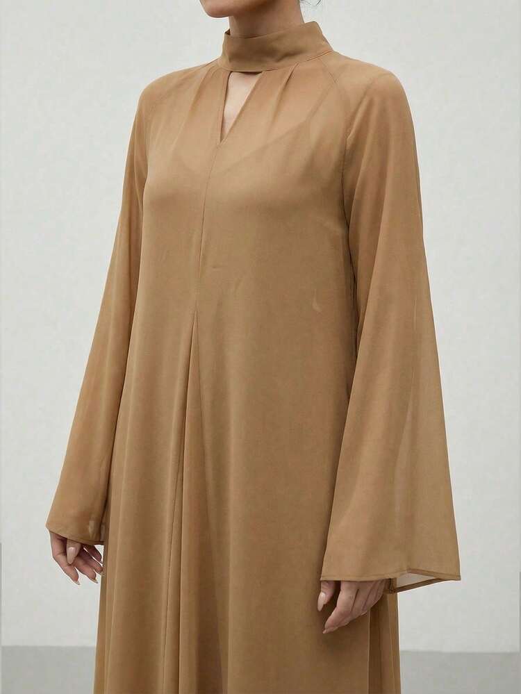 2026 Spring/Summer Urban Chic Style, Minimalist Comfort, Chiffon, Loose Fit, Flare Sleeve, Long Sleeve, Women's Long Dress, All-Season Apparel, Back To School, Business Casual, Commuter Wear, Women's Holiday, Beach, Vacation, Office Outfit