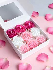 Rose Shaped Scented Candle Gift Set, Natural Soy Wax Handmade Candles, Create A Relaxing Ambiance, Suitable For Weddings, Home Decor, Meditation, Also Applicable For Weddings, Valentine's Day, Anniversary, Valentine's Day Decor, Dining Table Decor, Centerpieces, Hotel Decor, Best Gift For Friends, Family, Lovers And Partners - multicolor - View 8