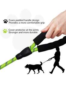 New Reflective Nylon Dog Leash, Anti-Pull Round Rope With Foam Comfort Handle For Walking Pets - Green - View 6