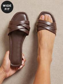 SHUZIA 女士宽楦时尚休闲舒适交叉绑带平底凉鞋 - 彩色 - 查看 2