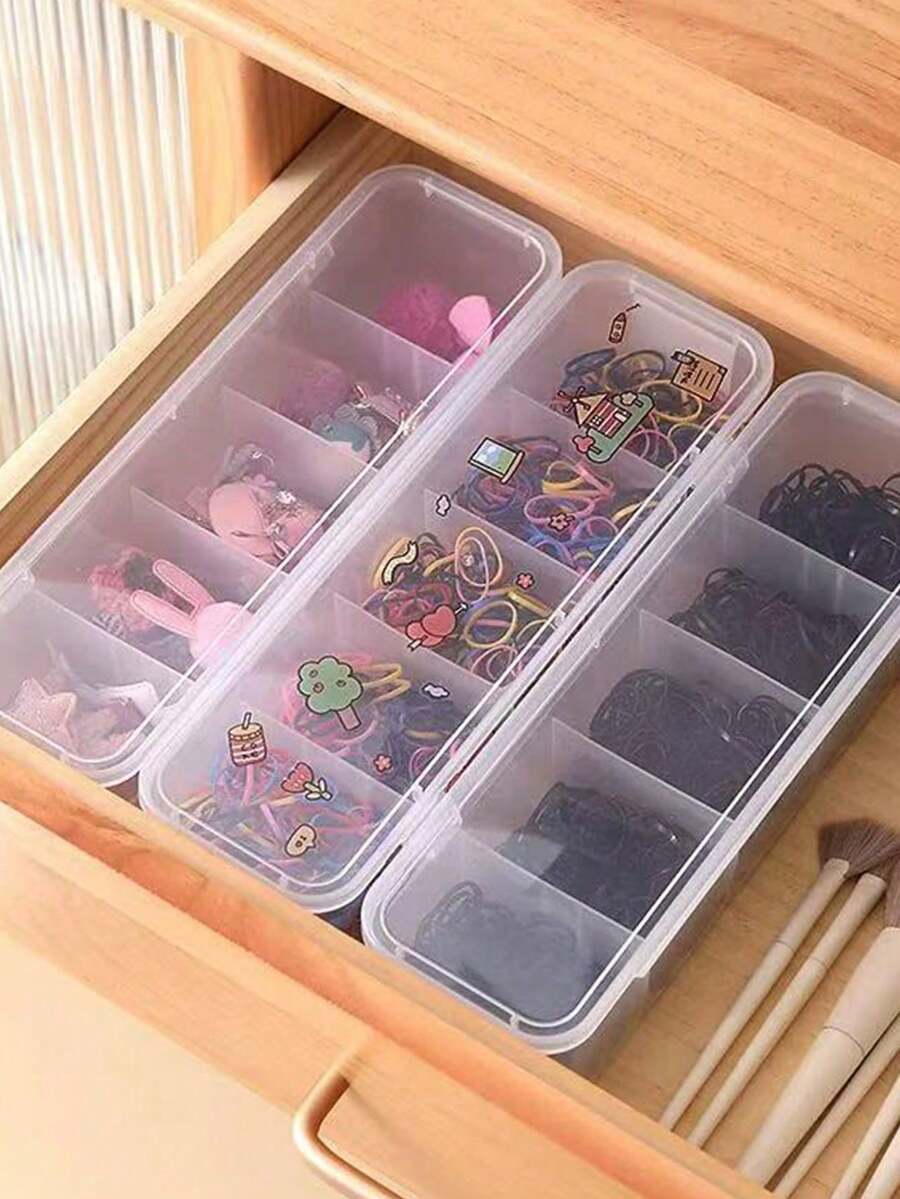 1/2PCS, Multi Grid Dust-Proof And Waterproof Makeup Pad Hair Cord Data Cable Underwear Socks Storage Box - Clear - View 1