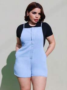 Lupita Cardoza Quần short denim lưng chéo dáng rộng thoải mái dành cho nữ - Rửa nhẹ - Xem 1
