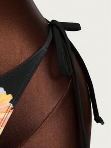 Zestiva 女士吊带比基尼两件套，时尚休闲度假泳装，系带印花设计 - 彩色 - 查看 7