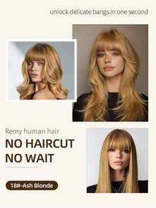 Clip In Bangs 100% Human Hair Bangs 18# Caramel Blonde Clip In Bangs Fringe With Temples Real Human Hair Fake Bangs Extensions Natural Lookin For Women G Daily Wear - S18 - View 6