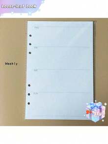 A5 45 Sheets Refill Papers,6 Holes Binder Notebook Inner Paper,Weekly/Monthly/Blank Planner Journal Notebook Parts - White - View 4