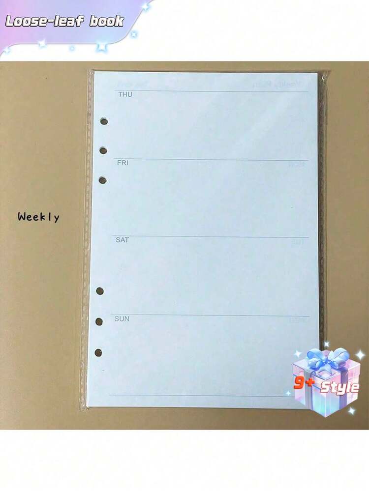 Recambio de 45 hojas tamaño A5, papel interior para cuaderno de anillas de 6 agujeros, planificador semanal/mensual/en blanco, partes de cuaderno de diario - Blanco - Añade 4