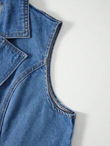 GlowEve 女士无袖牛仔连衣裙，夏季 - 中等水洗藍 - 查看 6