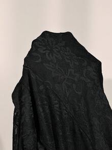 SHEIN PETITE 黑色蕾丝露肩长袖连衣裙，性感优雅，适合正式场合、鸡尾酒会、浪漫约会、秋冬季叠穿、派对、夜店、婚礼、万圣节、圣诞节等场合。露肩正式礼服，婚礼宾客礼服，女士黑色蕾丝长袖连衣裙，优雅女士连衣裙，黑色连衣裙 - 黑色 - 查看 12