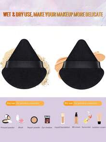 50/80/100pcs Makeup Sponge Puff, Soft Cosmetic Sponge Triangular Puff, Suitable For Loose Powder, Velvet Foundation, Dry & Wet Use, Makeup Tools, Cosmetics, Cheap, Room Decor, Vanity, Travel, Bedroom, Makeup Accessories, Powder Puff, Makeup Blender, Powder Puff, Makeup Sponge, Cheap, Christmas Gift, Cosmetics, Makeup Tools, Cheap Goods, Gift, Ladies Gift, Christmas Gift - Black - View 5