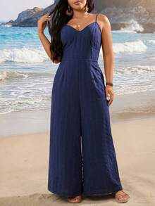 EMERY ROSE Bộ jumpsuit in họa tiết thời trang mùa xuân, dây mảnh, hở lưng, thắt nơ. - Màu xanh hải quân - Xem 3
