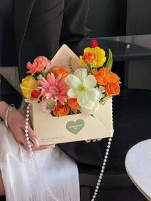5/10pcs Envelope Style Flower Box, Love Letter Pattern, Reusable Lightweight Gift Box, Wedding Favor DIY Floral Arrangement, Valentine's Day Gift(Bead Chain Not Included) - one size fits all - View 8