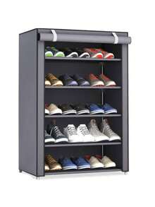 1 Gray Or Burgundy Dustproof Shoe Cabinet, Multi-Layer Simple Shoe Rack In School Dormitory, Easy-To-Assemble, Space-Saving Household Storage Rack, Stable Shoe Storage Rack, Suitable For Bedroom Home Storage, Multi-Functional Simple Shoelace Dust Cover Rack, Indoor Shoe Rack Cabinet - Multicolor - View 5