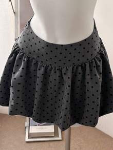 FRIFUL 女士休闲波点印花A字裙，夏季 - 灰色 - 查看 3