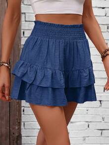 Breezaya Women's Solid Color Casual Boho Culottes Holiday Beach Navy Blue Summer - Medium Wash - View 5