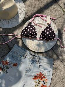 Elavelle Women's Random Print Halter Bikini Top, Spring/Summer - Multicolor - View 4