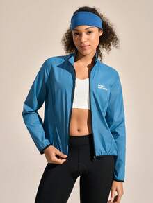 SHEIN In My Nature Áo đạp xe dài tay nữ, màu xanh dương - Màu xanh lam - Xem 5